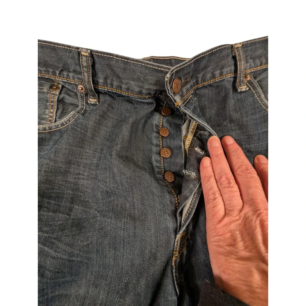 Levis 501 Original Fit Mens Dark Wash Indigo Button Fly Jeans 40x31 501-0444⬇️